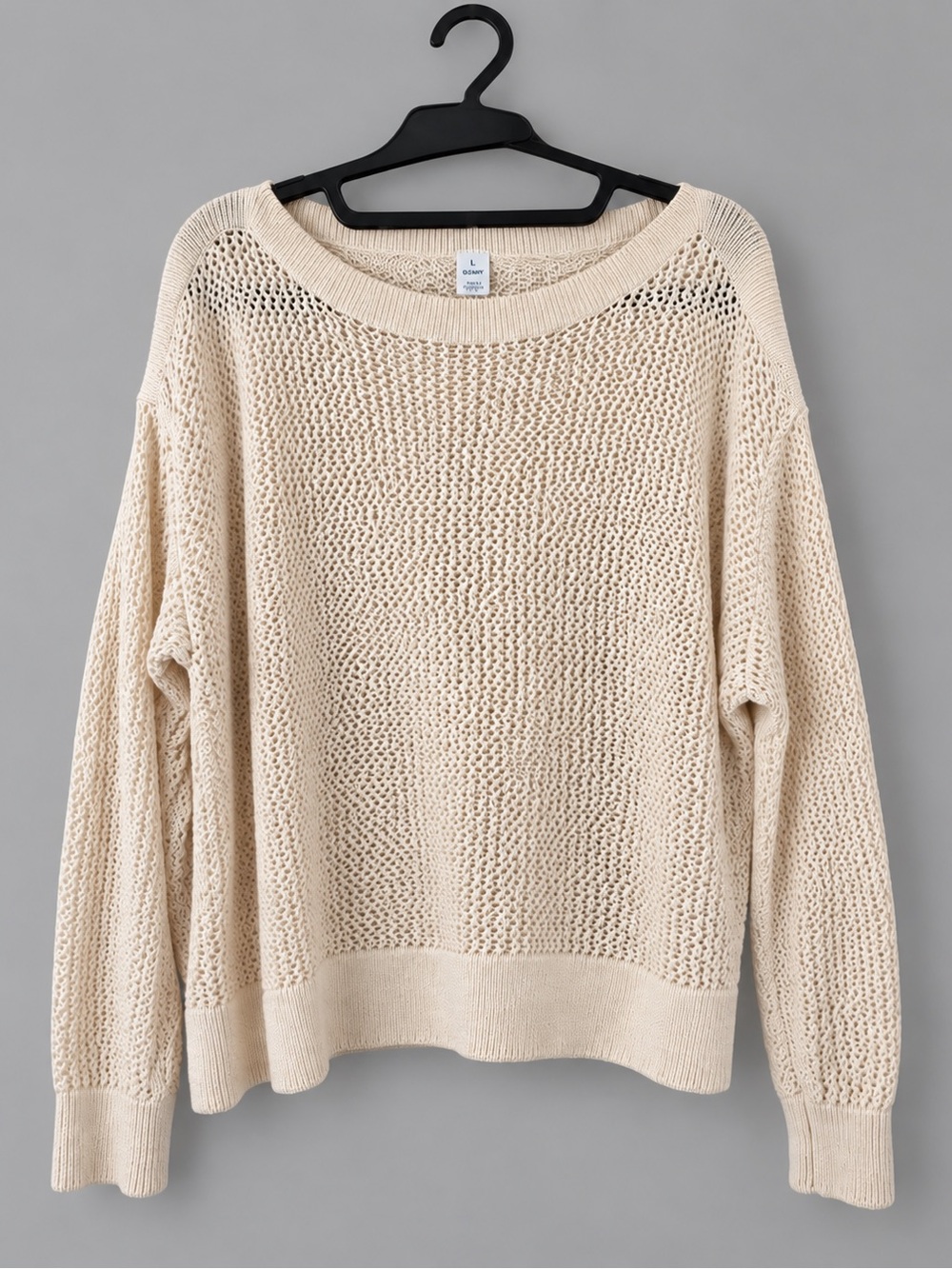 Old Navy Cream Open Knit Boat Neck Sweater Large